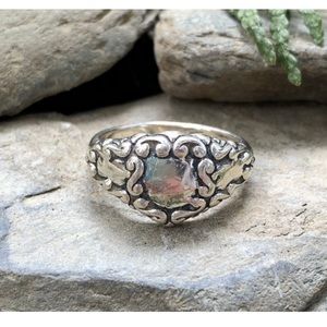 Vintage Victorian Revival Sterling Silver Scroll Shield Signet Ring 6.75